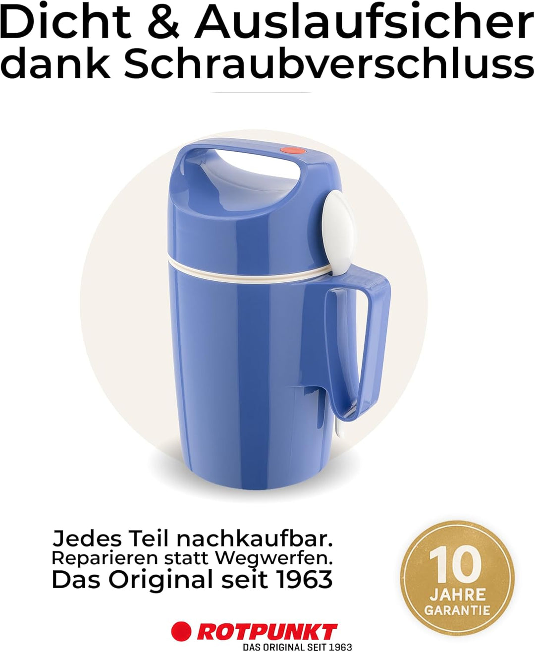 ROTPUNKT Thermobehälter für Essen 850 ml inkl. Löffel – Thermo Lunchbox Heiss & Kalt I Made in Germa