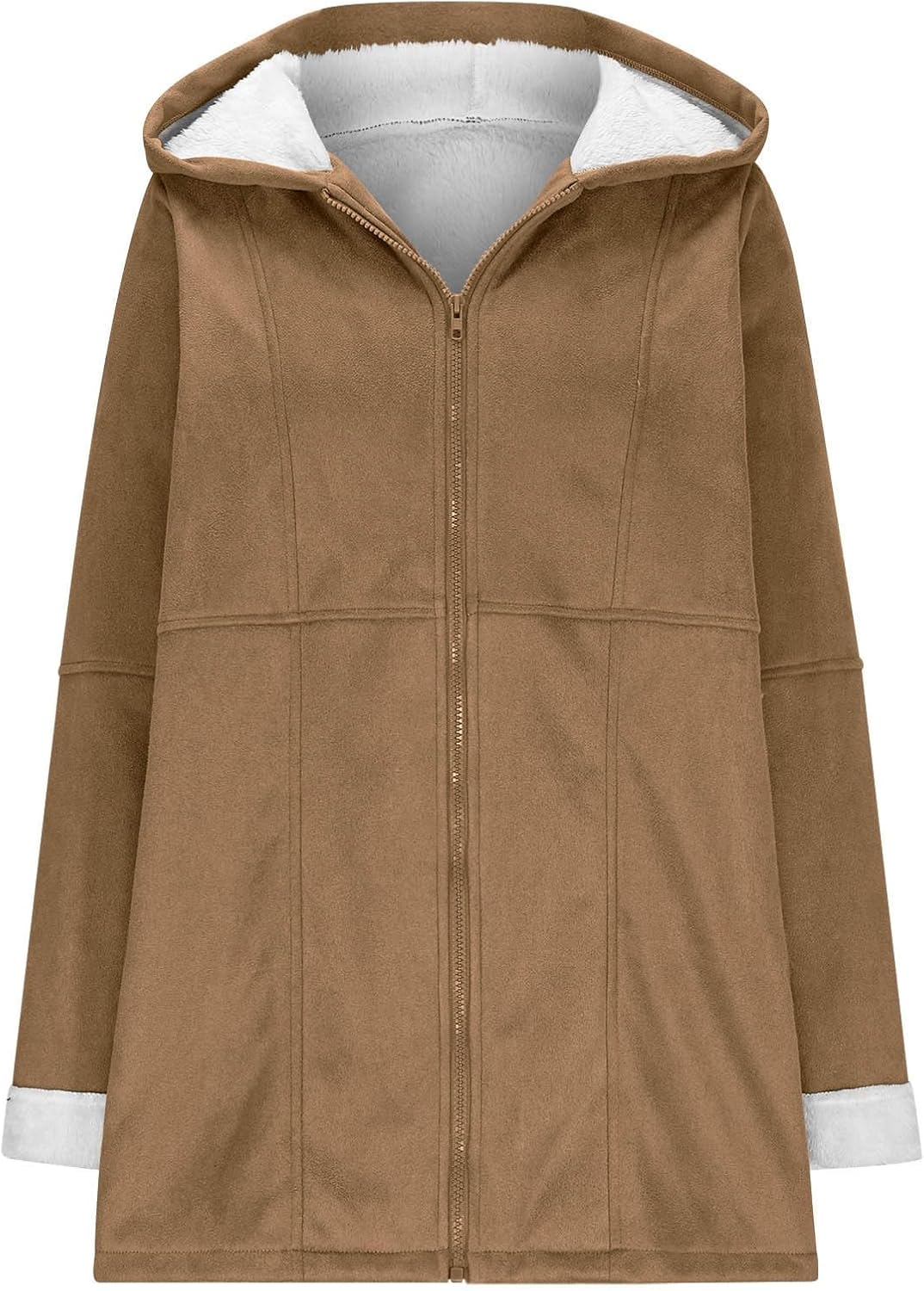 Ansenesna Winterjacke Damen Lang Warm Gefüttert Wintermantel Elegant Mit Kapuze Wildleder Jacke Wint
