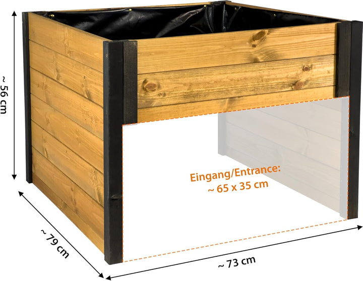 dobar® green label Mähroboter-Garage aus Holz mit Pflanzkasten inklusive Schafswolle - Automower-Unt