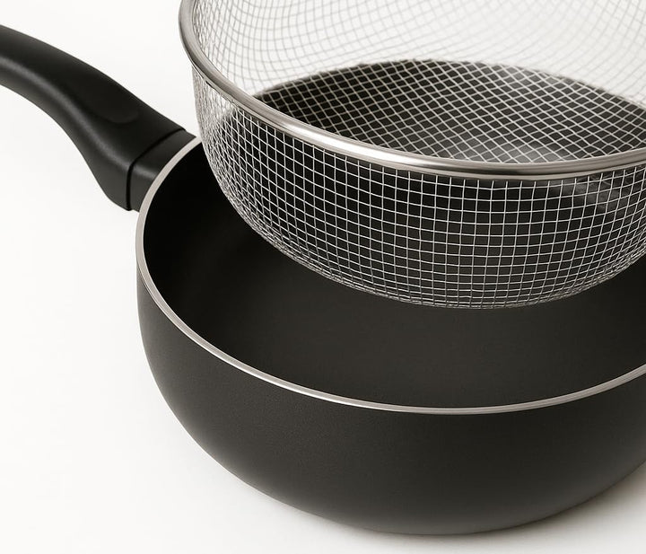 MGE - Frittierpfanne - Induktion Schnell - Bratpfanne - Fritteuse - Wok - Schwarz - 26 cm
