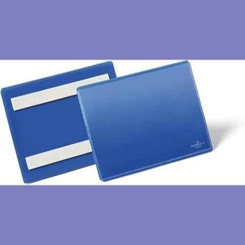 Durable Selbstklebende Etikettentasche, für Etiketten 100 x 38 mm, Packung à 50 Stück, dunkelblau, 1