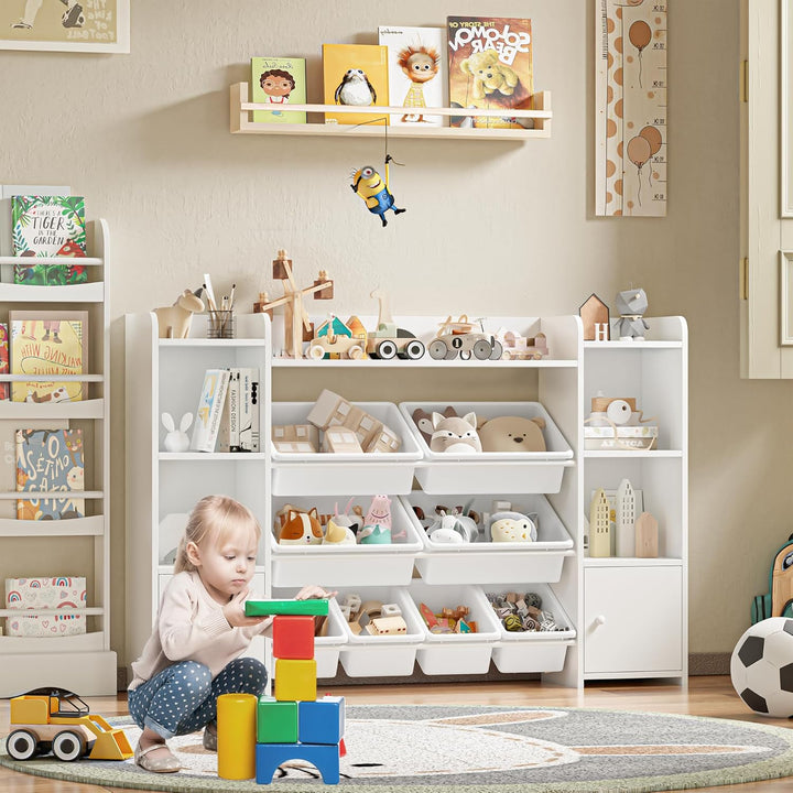 FOREHILL Kinderregal mit 8 Boxen Kinderschrank Holz Bücherregal für Kinder Aufbewahrungsbox Kinderzi