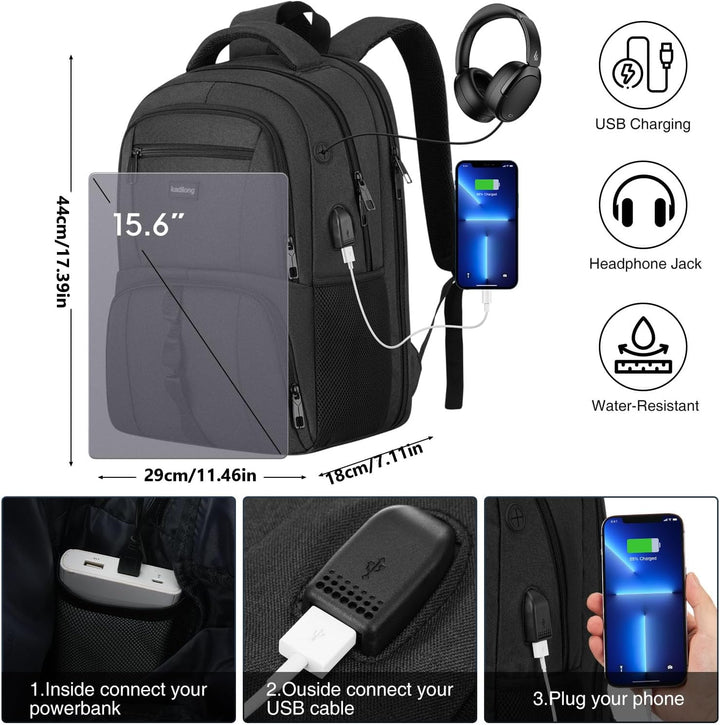 kadilong Laptop Rucksack Herren für Uni Arbeit Studium Arbeit,Schulrucksack Jungen Teenager 15.6 Zol