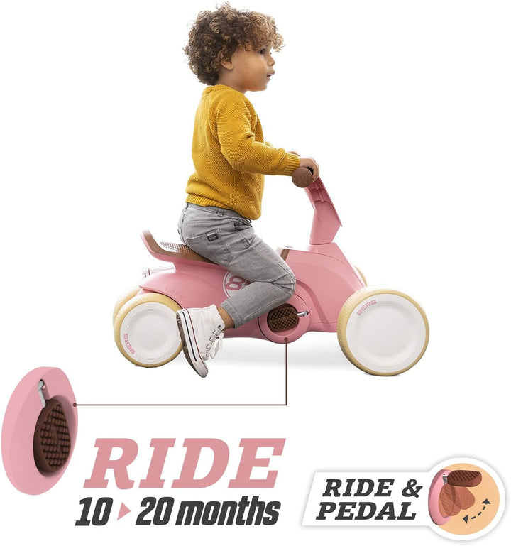 Berg GO² 2in1 Rutschauto Retro Rosa | Rutscher und Laufrad, Kinderrutscher, Kinderauto mit Ausklappb