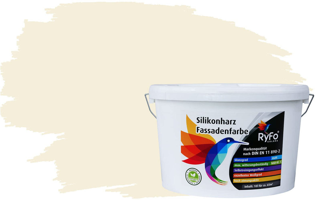 RyFo Colors Silikonharz Fassadenfarbe Lotuseffekt Trend Weisstöne Alabasterweiss 10l - bunte Fassade