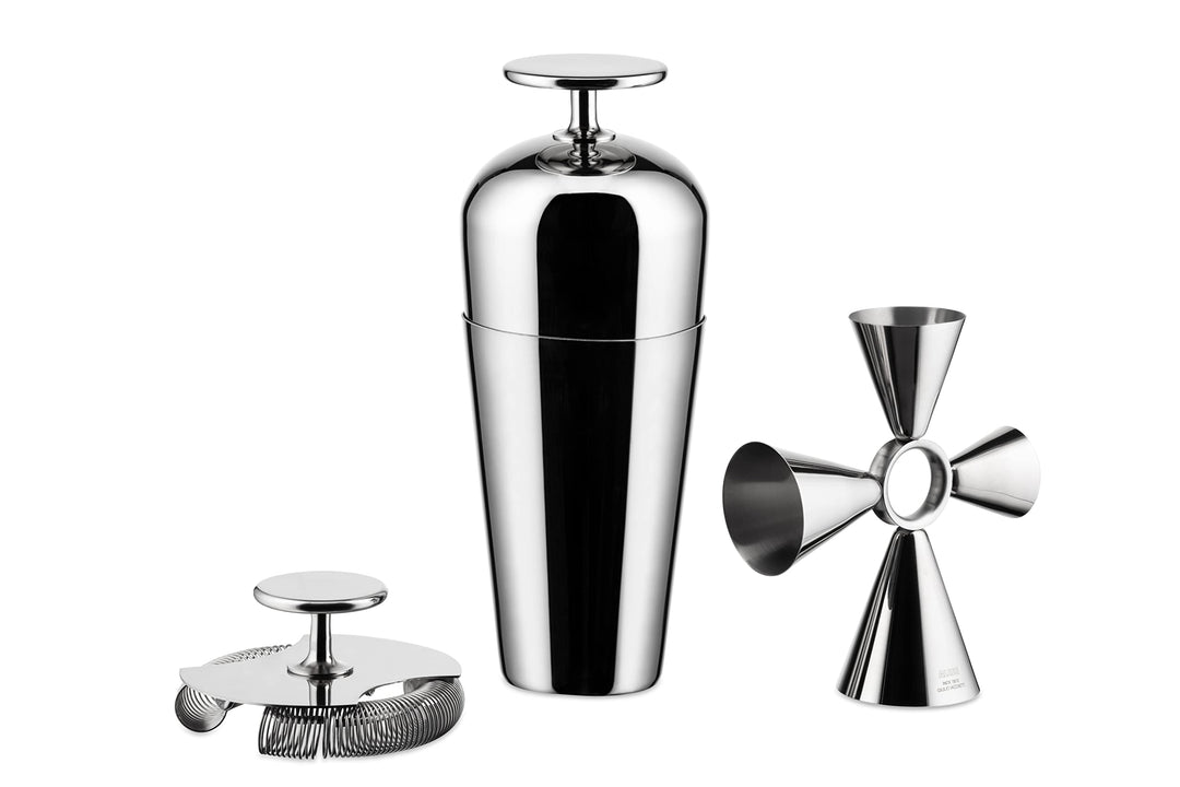 Alessi The Tending Box GIA26SET – Cocktail-Set mit Parisienne Shaker, Double Bar Sieb, Quadri Combo