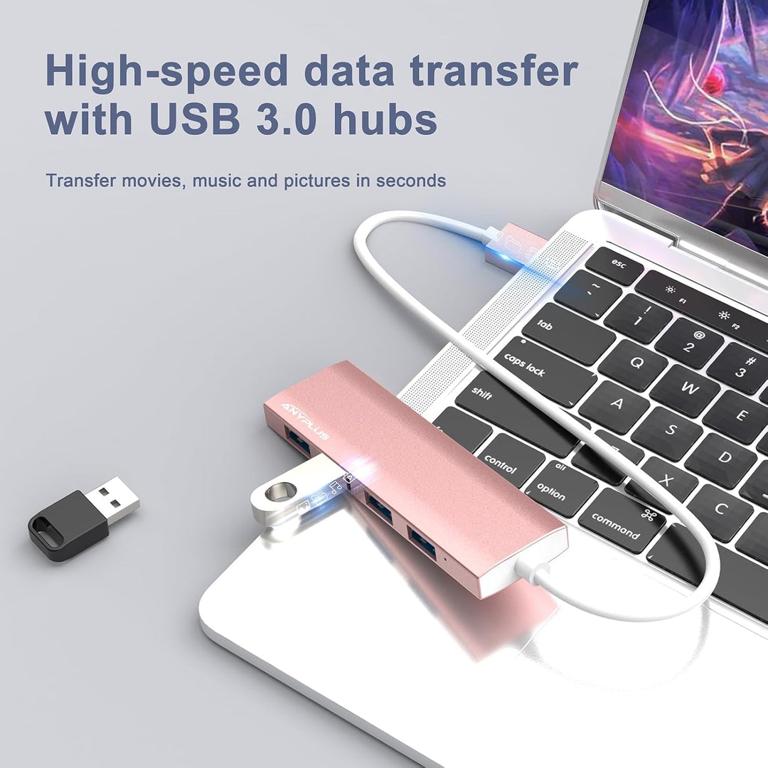 USB 3.0 Hub - Aluminiumlegierung Ultra Slim 4-Port Verteiler für Laptop, PC, iMac, Mac Pro, Surface
