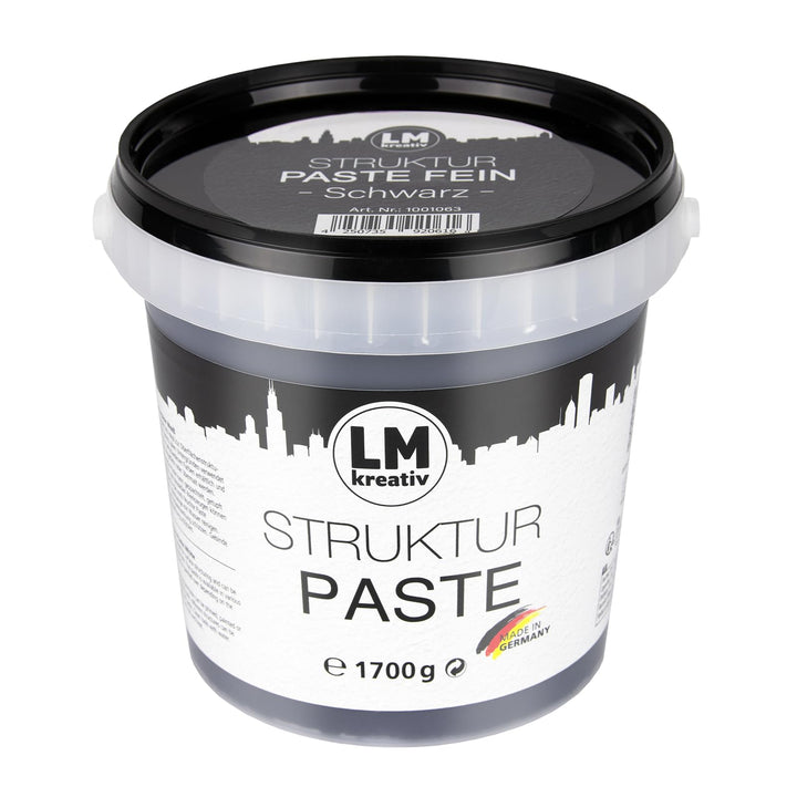 LM-Kreativ LM Struktur Paste fein 1,7 KG - Schiefer Schwarz - Strukturpaste für Leinwand - Perfekt f