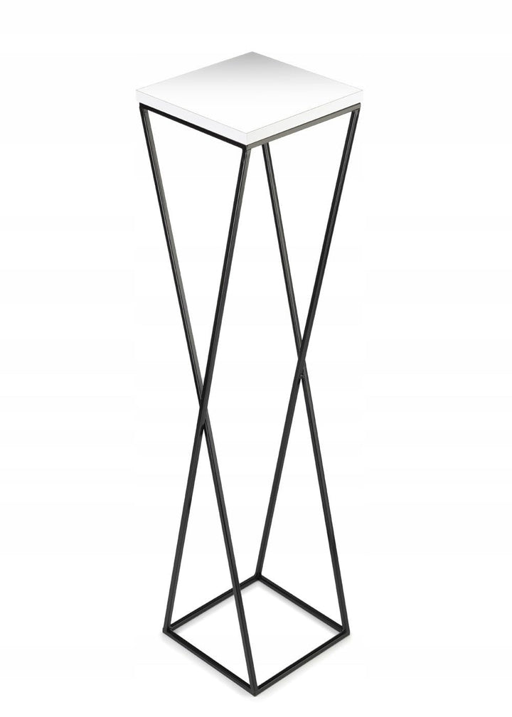 Pflanzenständer Metall 70 cm Hoch - Stabiler und Fester Blumenhocker mit Weiss MDF-Platte auf Schwar