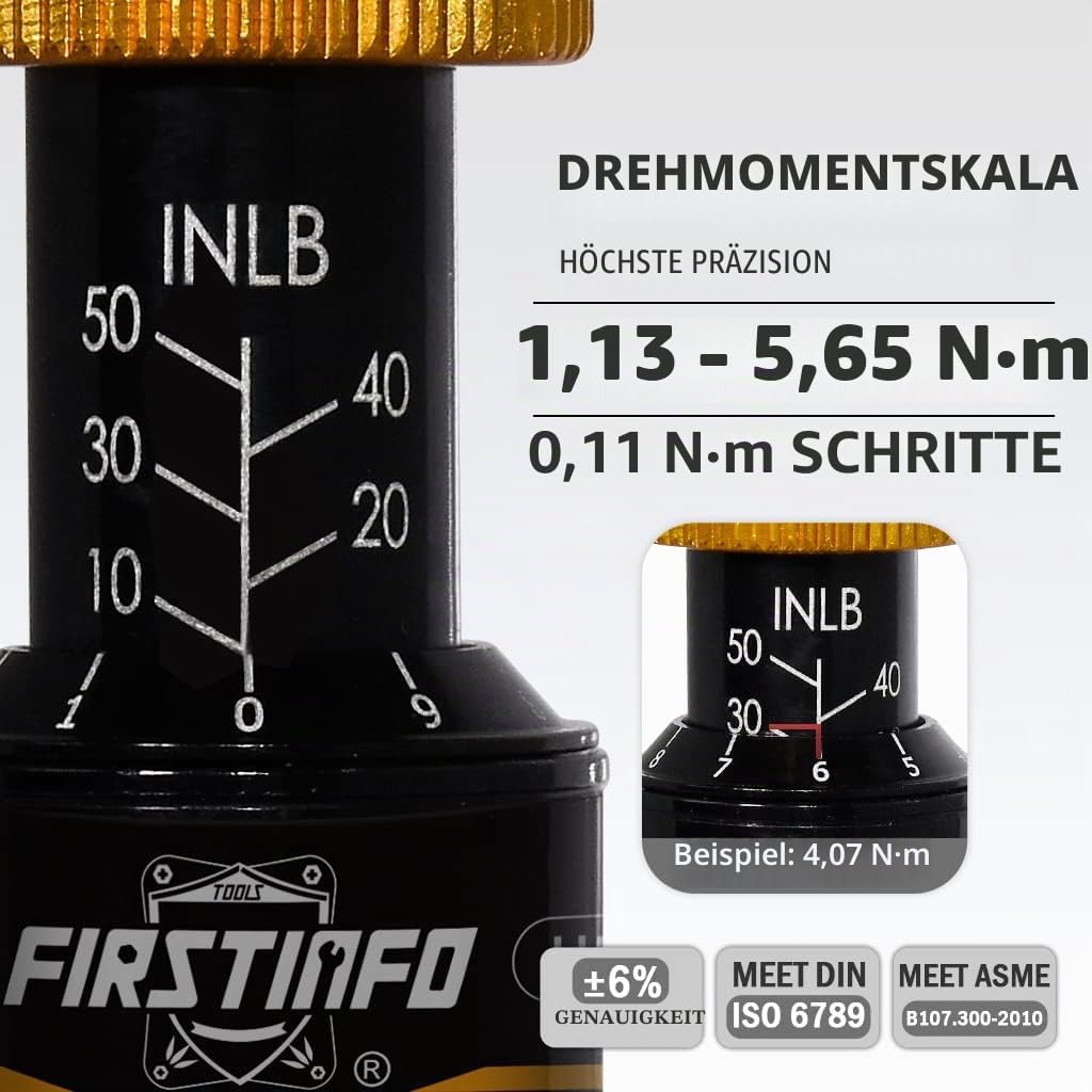 FIRSTINFO H5187 | 1/4 Zoll | 10-50in-lb | Drehmomentschraubendreher | mit Rapidaptor Schnellwechself