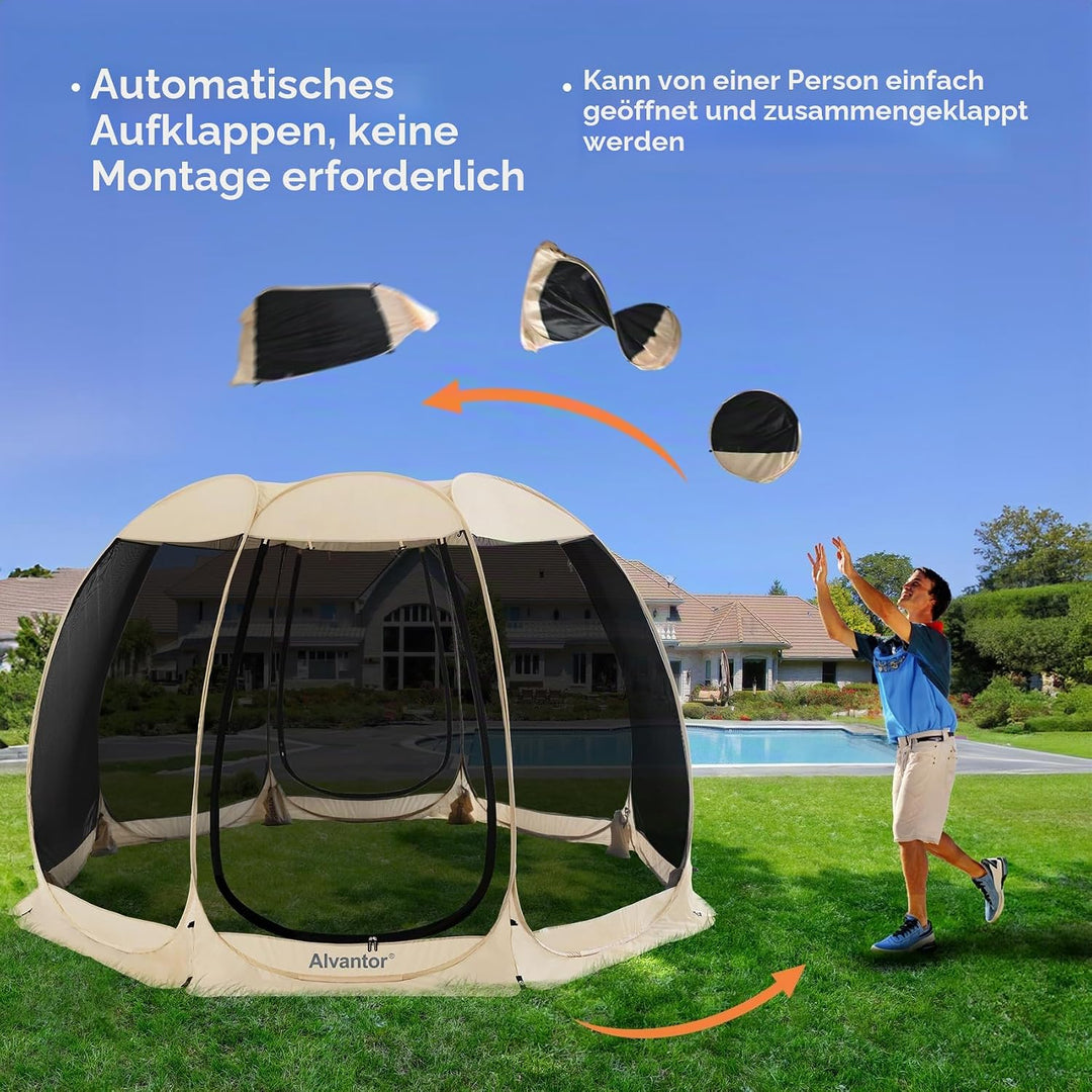 Alvantor Pavillon Screen House für 6, 10, 15 Personen, Pop-Up-Iglu-Zelt mit Moskitonetz an den Seite