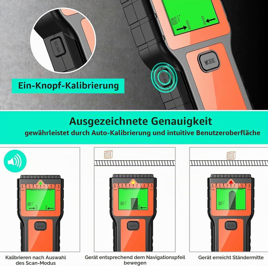 Leitungsfinder - Multifunktionaler Stud Finder mit LCD-Display &amp; Audio-Alarm, Kabel- und Metallsuche
