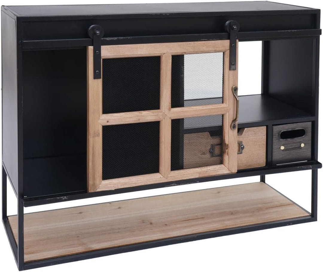 Mendler Wandregal HWC-Q79, Staufächer Vintage Shabby Holz Metall 52x67x22cm