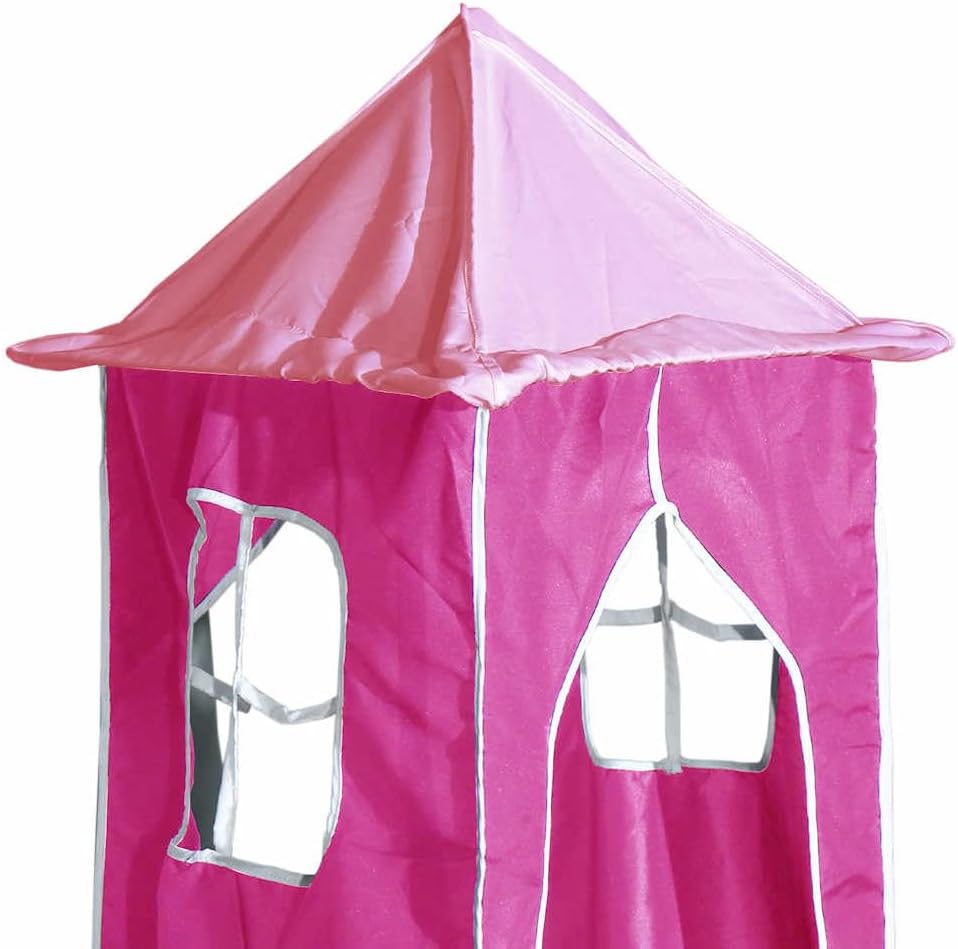 vidaXL Vorhänge für Hochbett mit Tunnel und Turm Rosa, Rosa