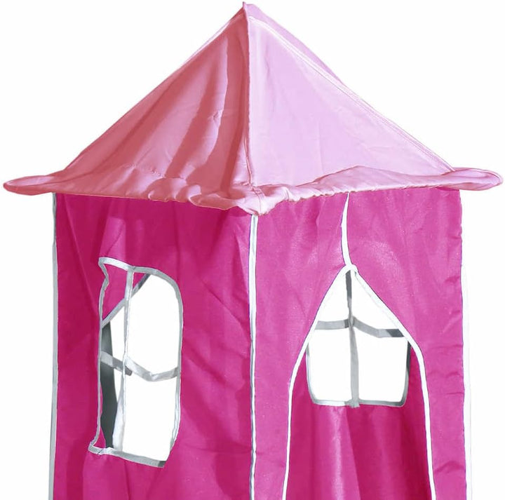 vidaXL Vorhänge für Hochbett mit Tunnel und Turm Rosa, Rosa
