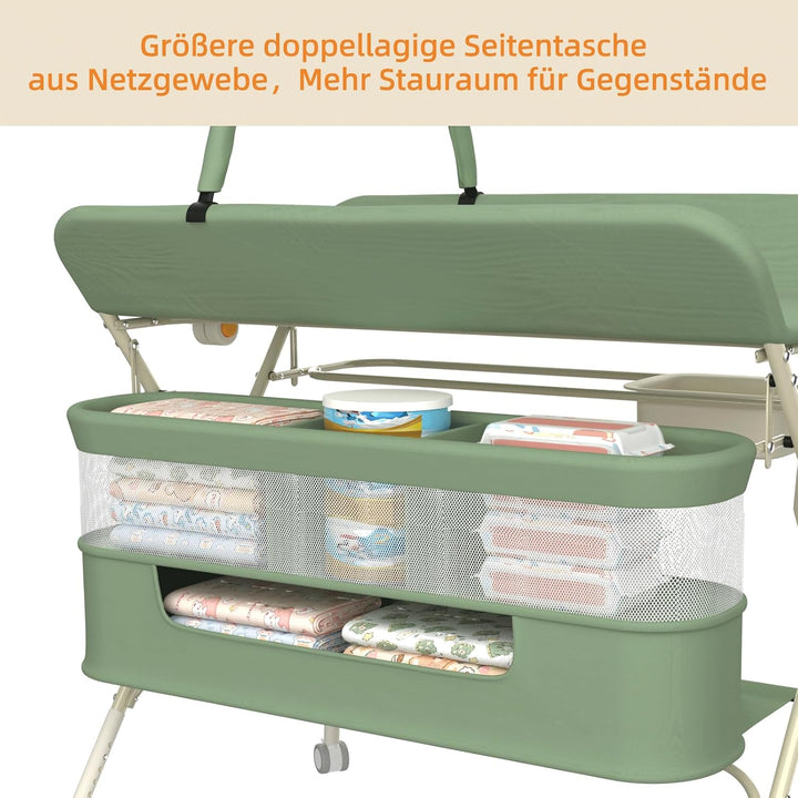 Supfine Klappbarer Wickeltisch mit Aufbewahrung, Höhenverstellbar auf 5 Stufen, Mobile Wickeltisch m