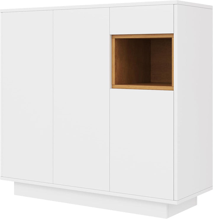 Merax Moderner Schuhschrank, 105 x 39,5 x 100,5 cm, mit LED in 16 Farben, verstellbare Regale für 14