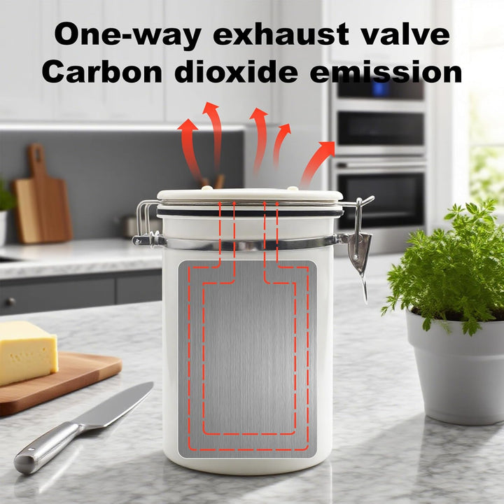 Coffee Bean Container (1.8 L), Airtight, Coffee Canister, Stainless Steel Material, Suitable for Cof