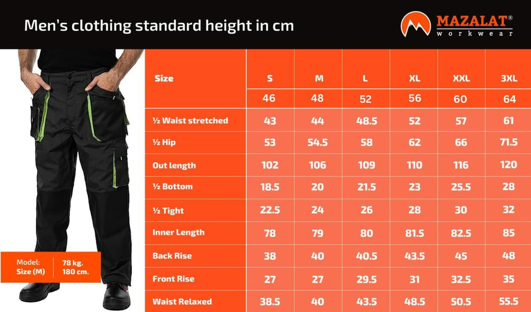 Mazalat Arbeitshosen männer mit Kniepolstertaschen, Grössen S-XXXL, Arbeithose Herren, Arbeitshose,