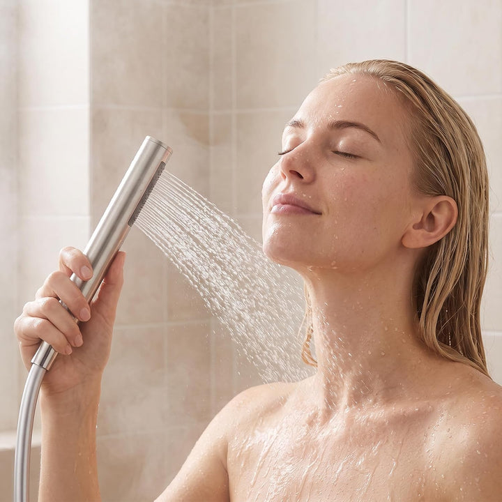 Handbrause für Badezimmer, Verchromt. (Silber mit Wasserrohr), Silber mit Wasserrohr