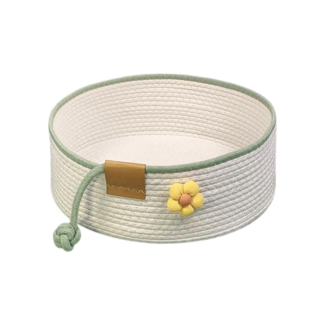 Gewebtes Katzenbett, 50 cm Durchmesser Faltbarer Korb-Nistplatz, Atmungsaktives Haustier-Liegebett,