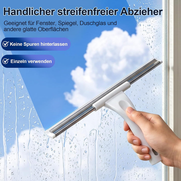 4m Teleskop Fensterputzer Set mit 2 Fensterabzieher für hohe Fenster | 2 in 1 Teleskopstange Fenster