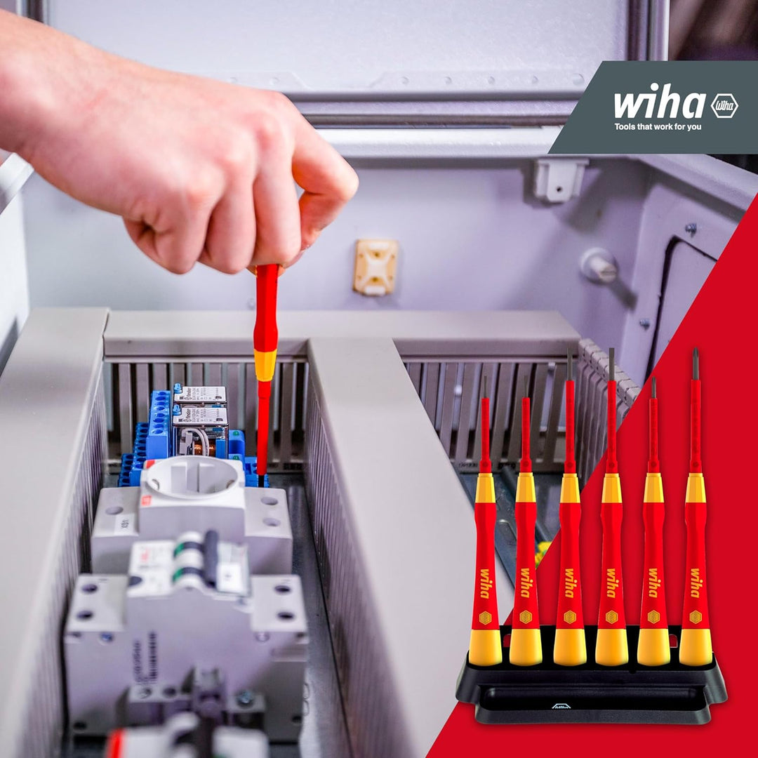 Wiha Feinschraubendreher Set PicoFinish® electric 7-teilig inkl. Halter I Schraubendreher für Elektr