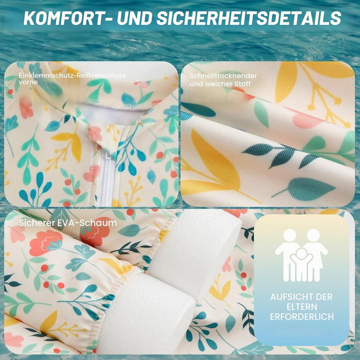 Badeanzug Baby Mädchen mit Floatation Kleinkind Schwimmtraining Hilfe Schwimmende Badeanzug Langarm