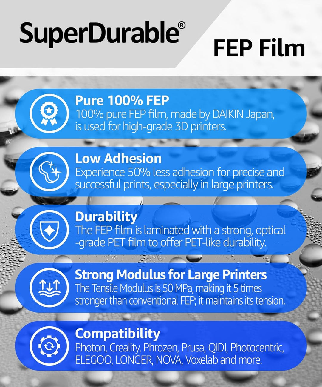 SuperDurable am strapazierfähigsten FEP (380mm x 280mm, 2 Blatt), x5 härter, Hergestellt in Korea 2