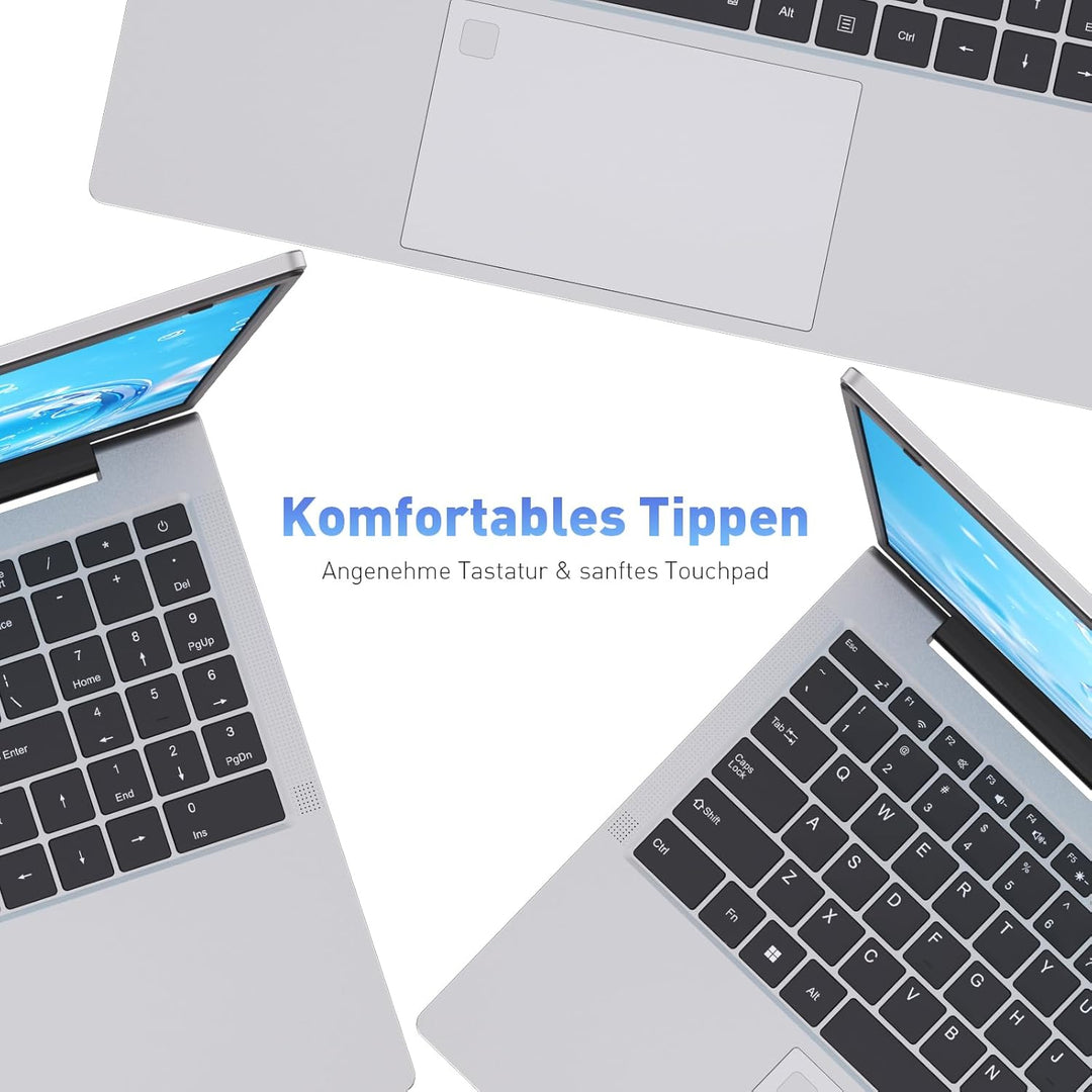 Auusda Laptop 15,6 Zoll, Notebook mit 8GB RAM 256GB SSD, Fingerabdrucksensor, beleuchtete Tastatur,