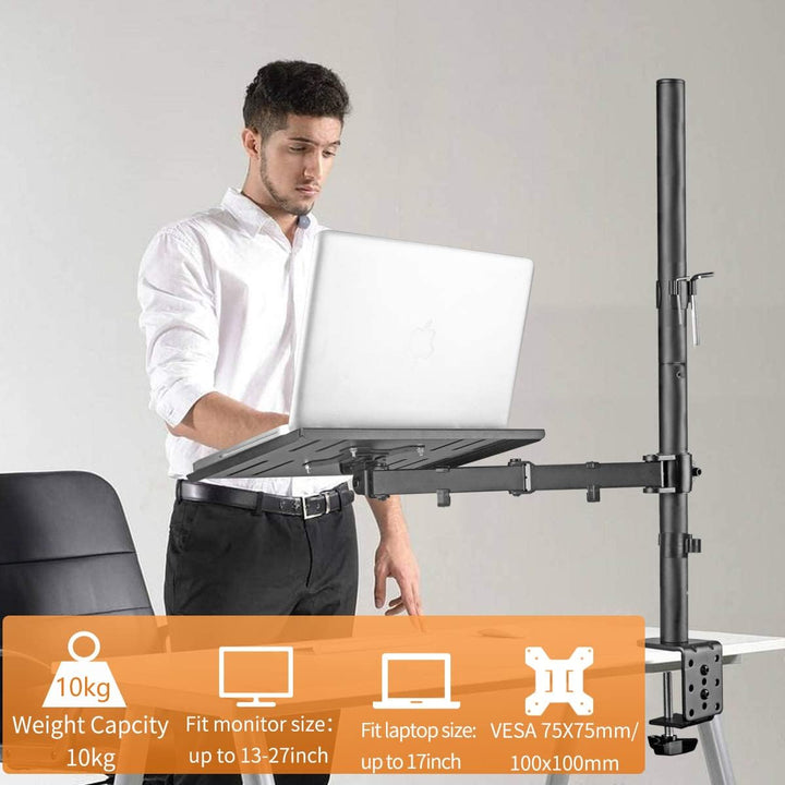 suptek Monitor Arm mit Laptop Halterung, Volleinstellbar für 13-27 Zoll LCD LED Bildschirm bis zu 17