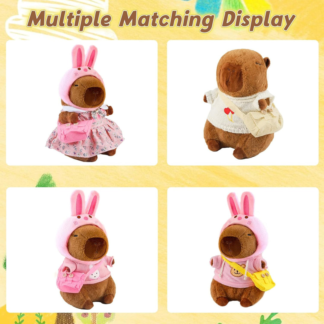 Capybara Plüschtier, 23CM Capybara Kuscheltier Set Cartoon Plüschtiere, Plüsch Puppe Spielzeug mit K