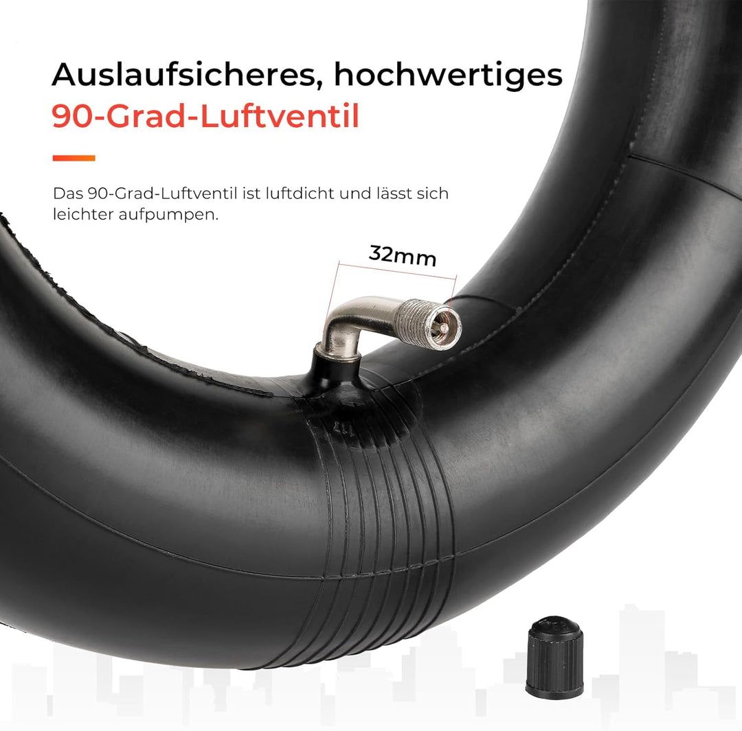 255x80 10 Zoll Heavy Duty Butylkautschuk Innenschlauch mit 90° Grad Schrader-Ventil Ersatz für kukir