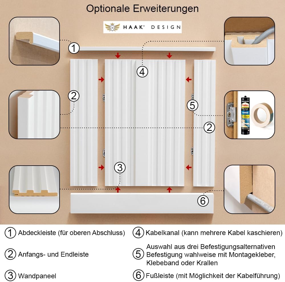 Abschlussleiste Desiwa 14er-Set in Sandbeige 10,7x130 cm Pastellfarbe Pastell Paneele 14er Set Absch
