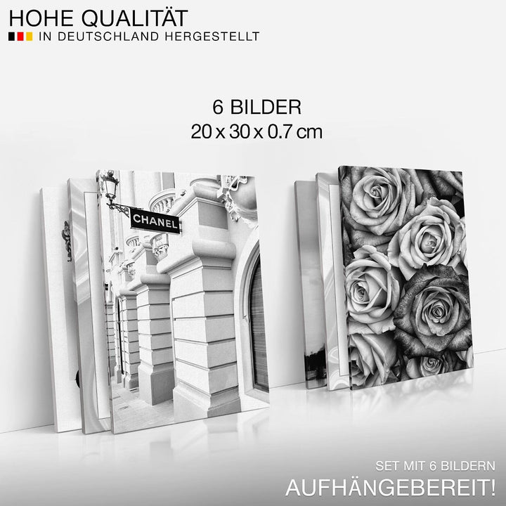 Novart Wandbilder Set Fashion Coco - KOMPLETT AUFHÄNGFERTIG - Made in Germany - Moderne Bilder Wohnz