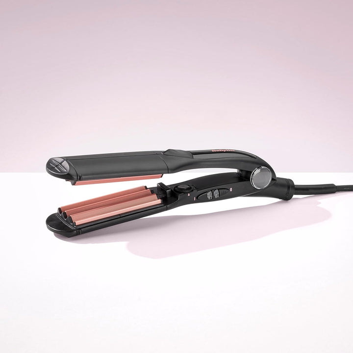 BaByliss The Crimper Kreppeisen mit 10 Temperaturstufen bis 210°C und Abschaltautomatik In rosa Schw