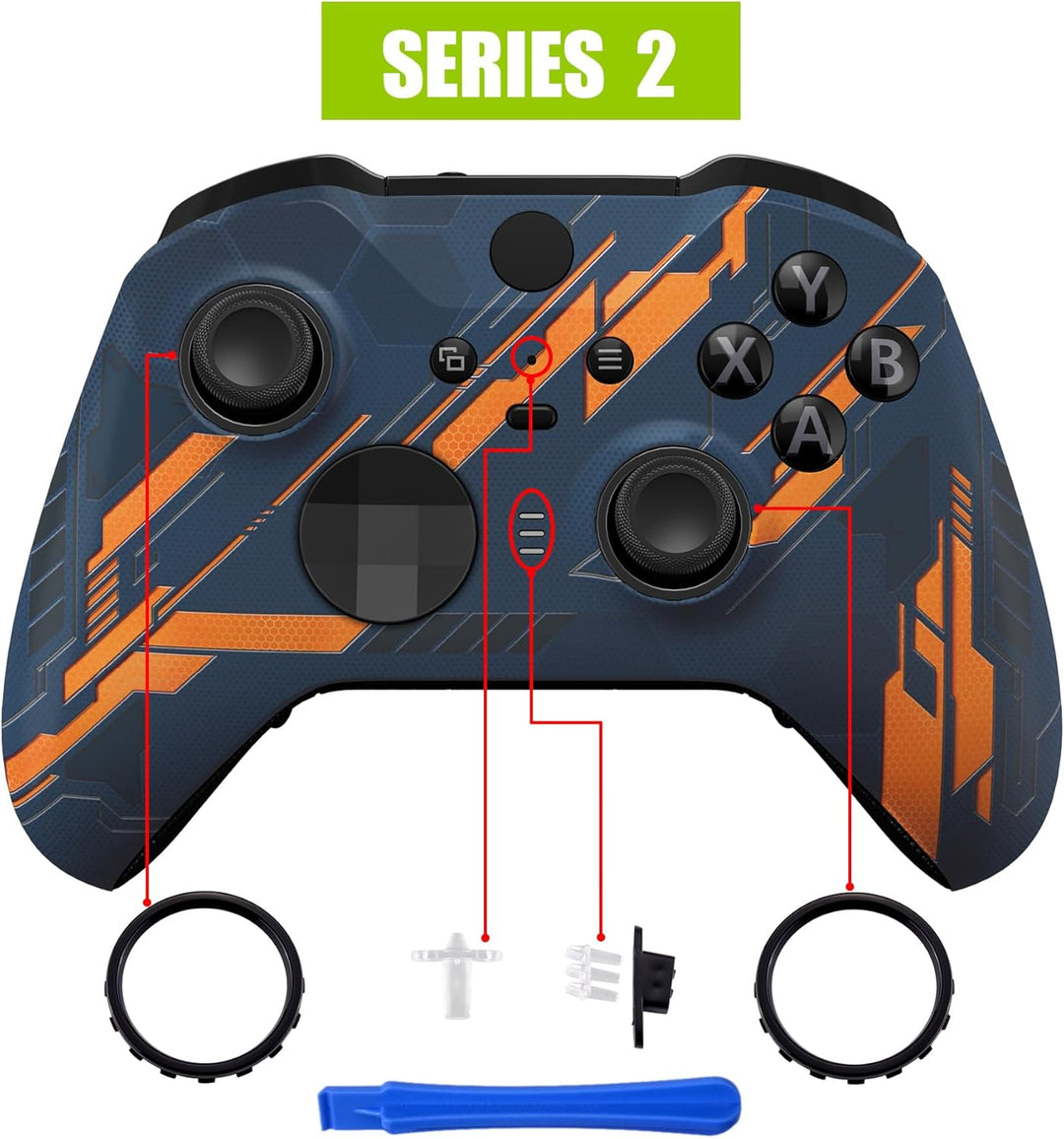 eXtremeRate Fluoreszierende Case für Xbox Elite Series 2 Controller, DIY-Ersatz Front Hülle&Joystick