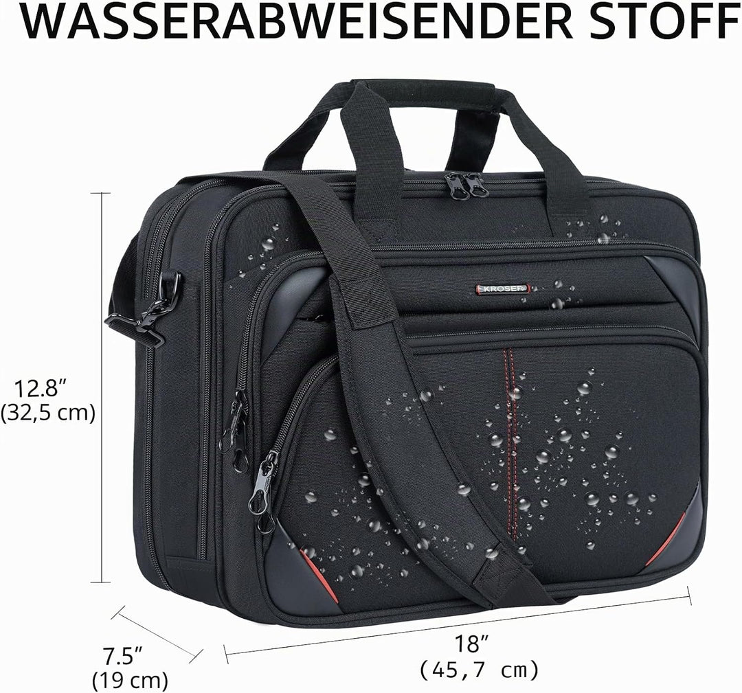 KROSER Laptoptasche 17,3 Zoll Premium Laptop Aktentasche, erweiterbar wasserabweisend Laptop Schulte