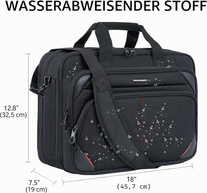 KROSER Laptoptasche 17,3 Zoll Premium Laptop Aktentasche, erweiterbar wasserabweisend Laptop Schulte