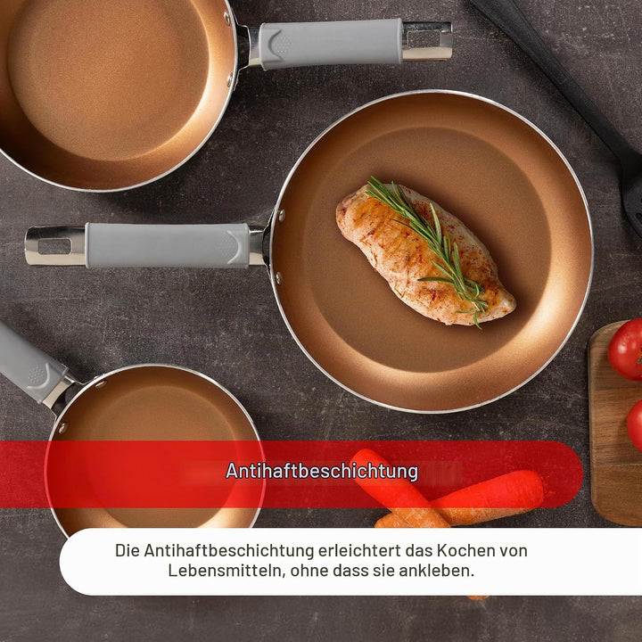 BERGNER Loja Reeco - 4-Piece Set - 3 Frying Pans 18-22 and 26 cm Induction Cookware + 1 Forged Alumi