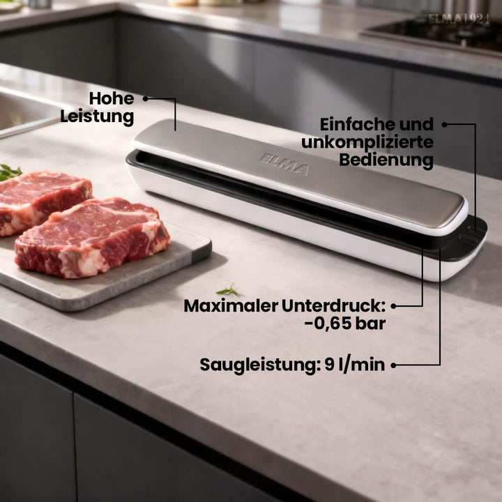 ELMA Automatische Verpackungsmaschine V Slim, Vakuumverpackungsmaschine | Kompakte Grösse, einfache