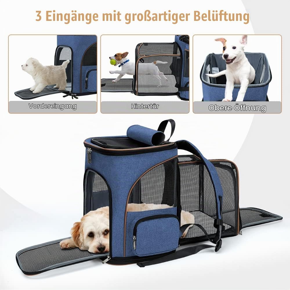 Lekesky Gross Katzenrucksack Hunderucksack für Katzen und Hunde bis 8-10kg, Erweiterbar Faltbare Hau