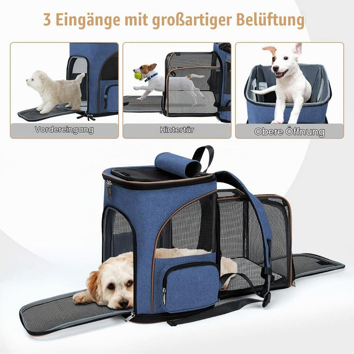 Lekesky Gross Katzenrucksack Hunderucksack für Katzen und Hunde bis 8-10kg, Erweiterbar Faltbare Hau