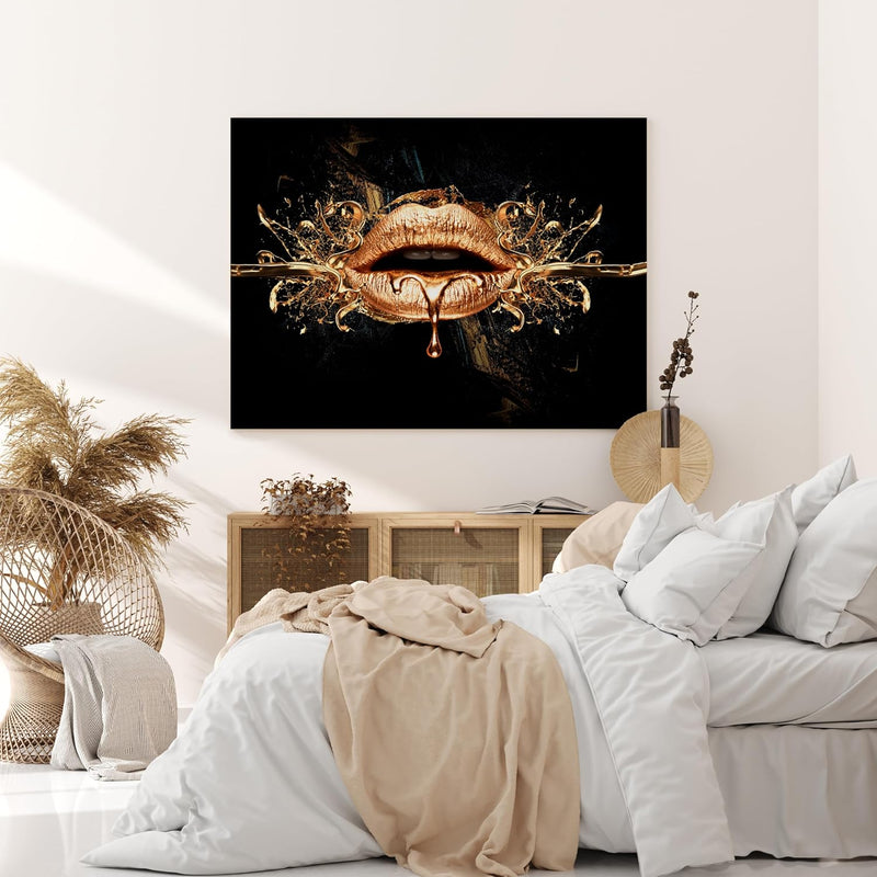 wandmotiv24 Leinwandbild 260 g/m² - Kunstdruck auf Leinwand - Wandkunst - Wandbild mit Frauen Lippen