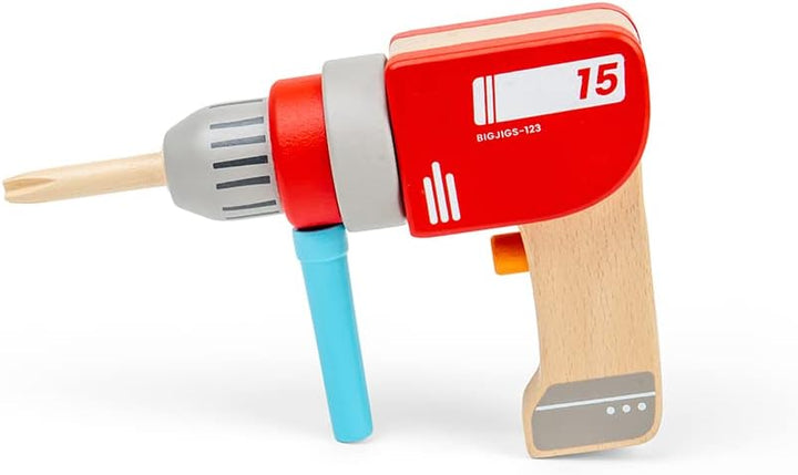 Bigjigs Toys Holz Kinderbohrer, 3 magnetische Bohrerbits
