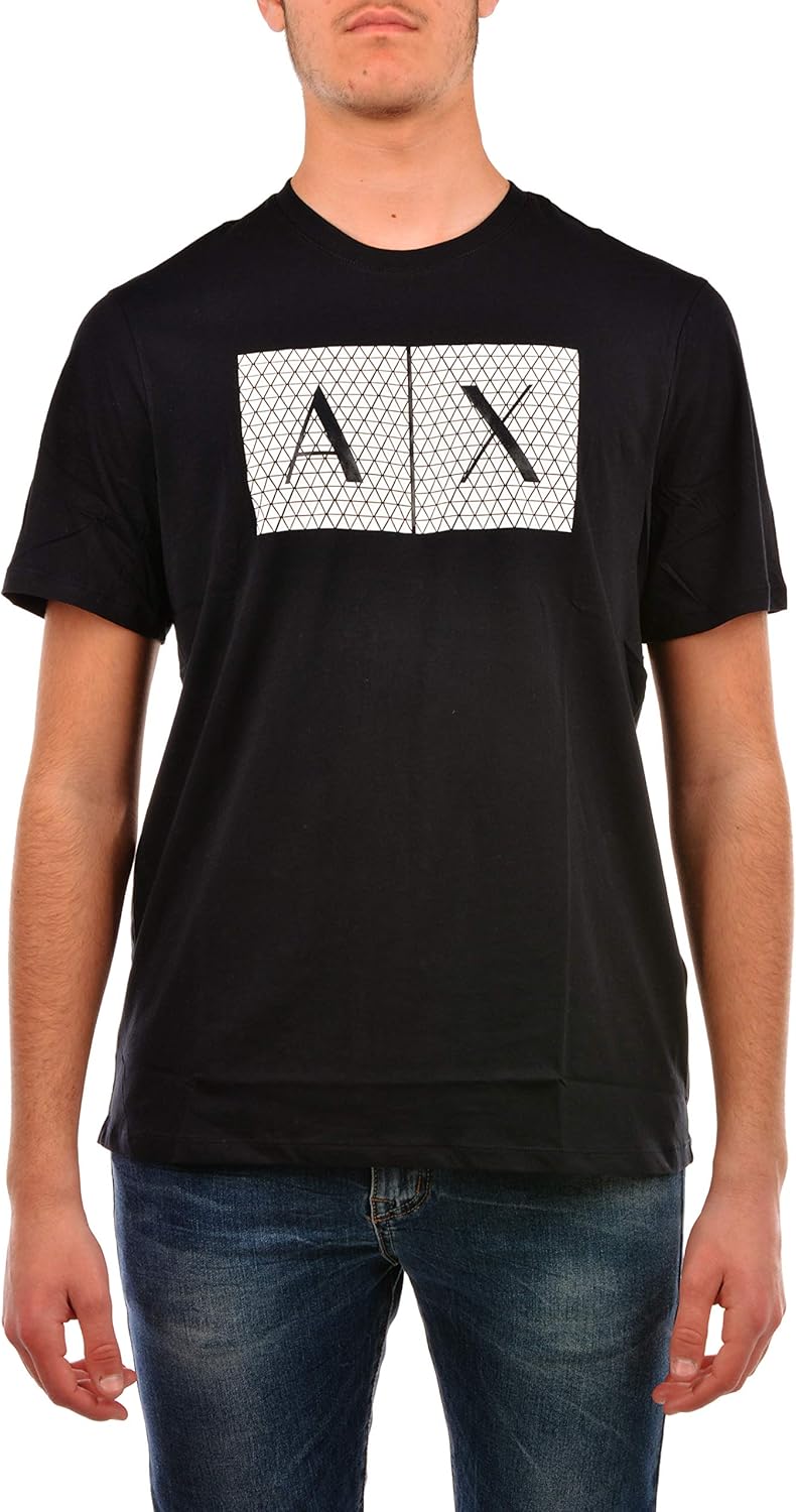 Armani Exchange Herren Crew Quited Logo Tee T-Shirt XS Blau, XS Blau