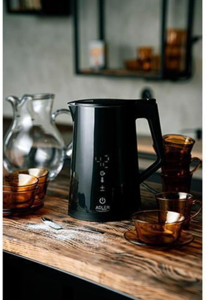 Adler AD 1345 elektrischer Wasserkocher aus Edelstahl 1,7 l schwarz LED Anzeige 1.7 Liter Schwarz, 1