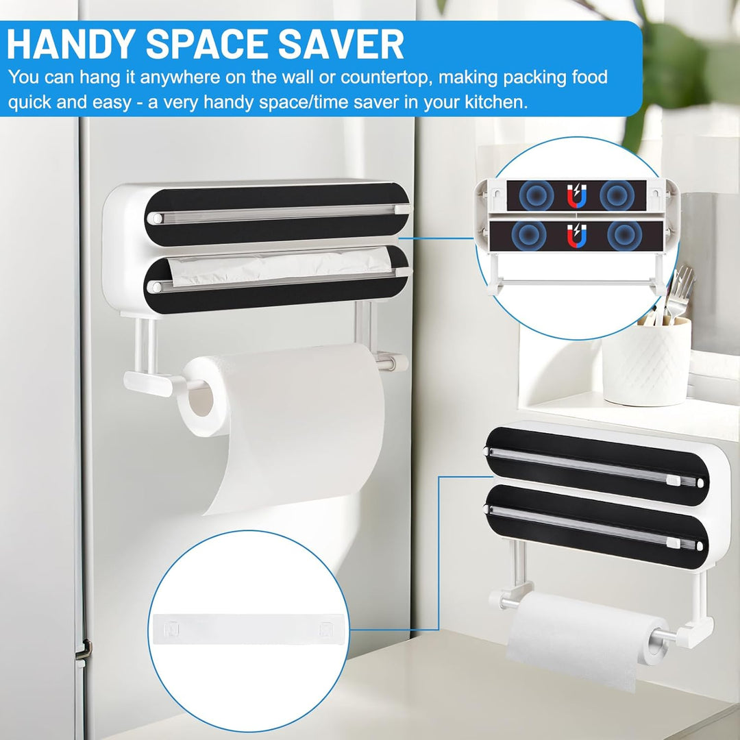 DBREAKS Wandrollenhalter Küche 3-in-1 Frischhaltefolienspender, küchenrollenhalter magnetisch, Frisc