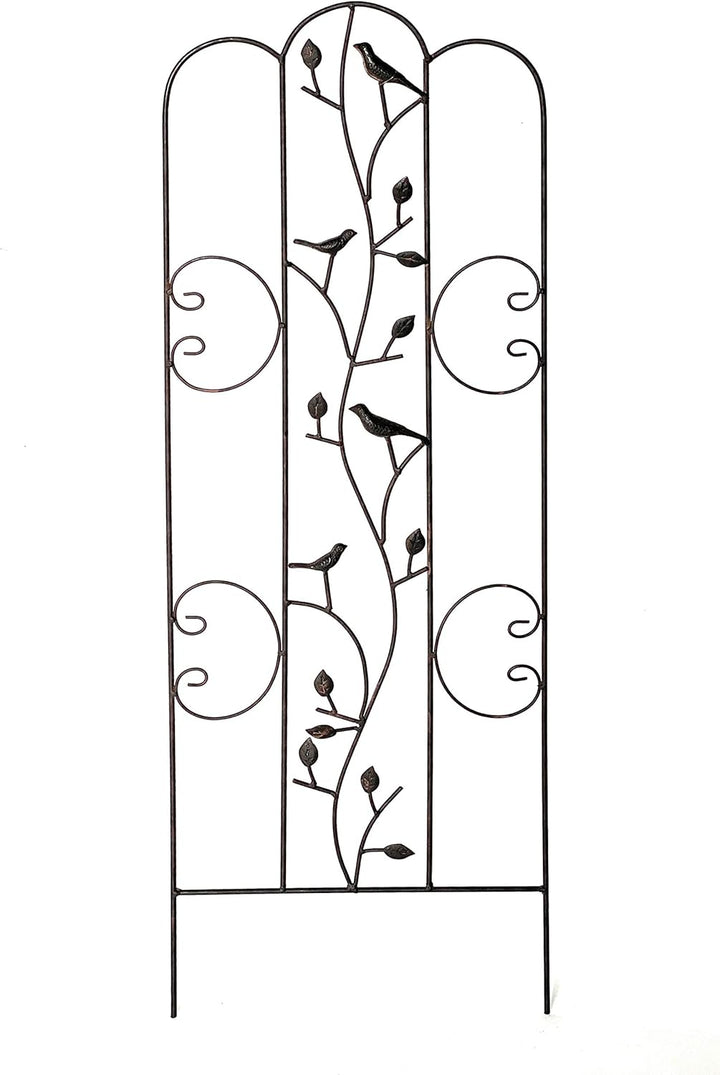DanDiBo Rankhilfe Metall mit Vögel Blumengitter 110 cm Freistehend Rankgitter 1858 Steckzaun Kletter