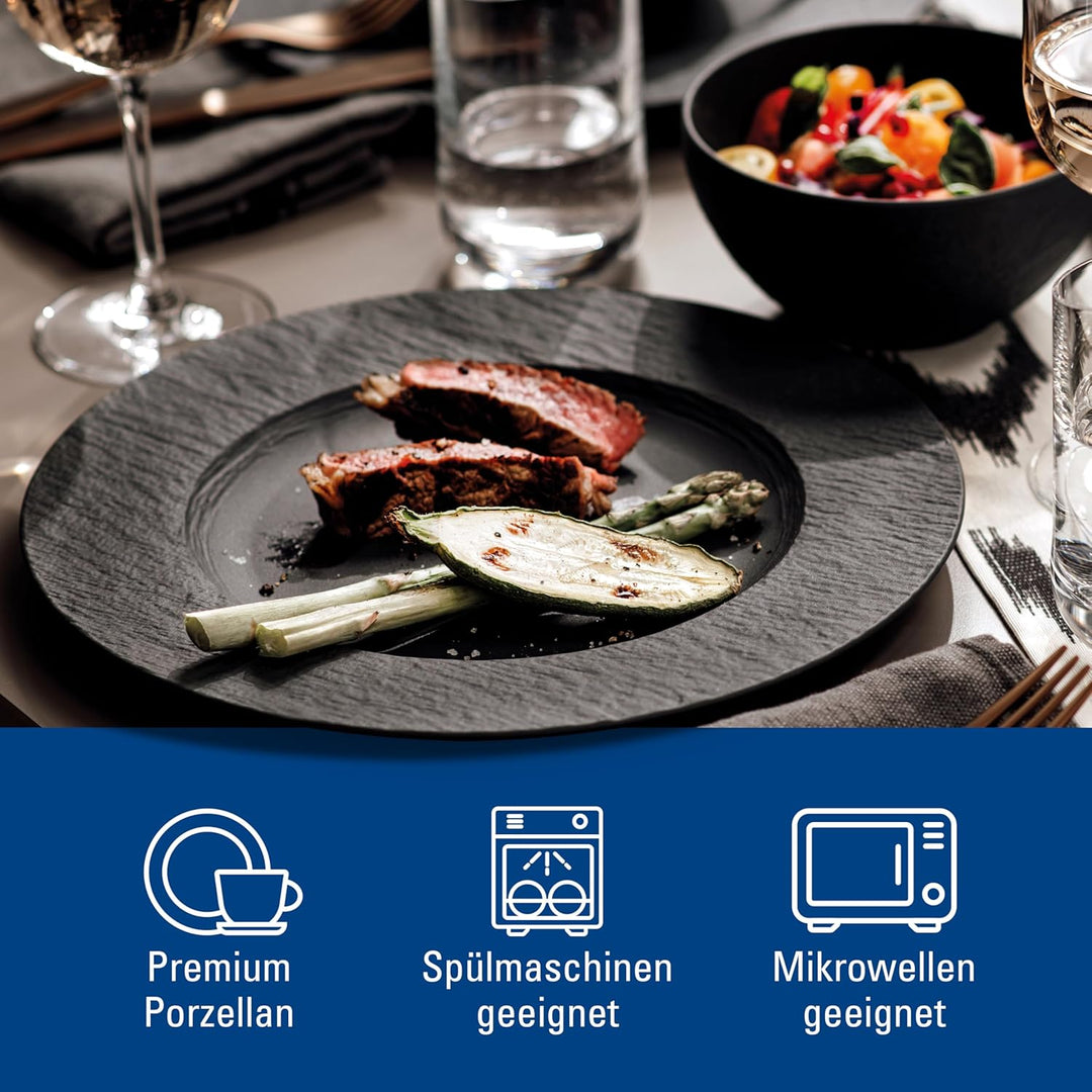 Villeroy &amp; Boch - Manufacture Rock Teller-Set, 4 tlg., Geschirr Set für 2 Personen, Premium Porzell